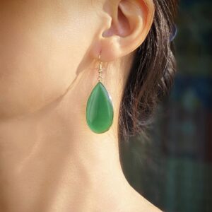 Emerald green natural crystal teardrop earrings Real Housewives jewelry