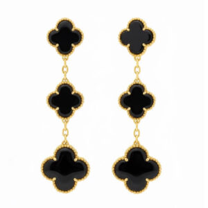 Van cleef and Arpel Alhambra triple drop black onyx earrings dupe