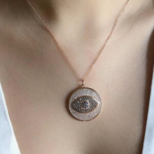 Evil eye Swarovski Crystal pave necklace as seen on Reql Housewives
